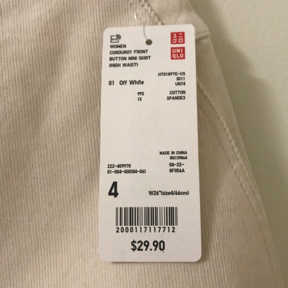 • uniqlo white corduroy button-down skirt NWT s4 • - Picture 2 of 3